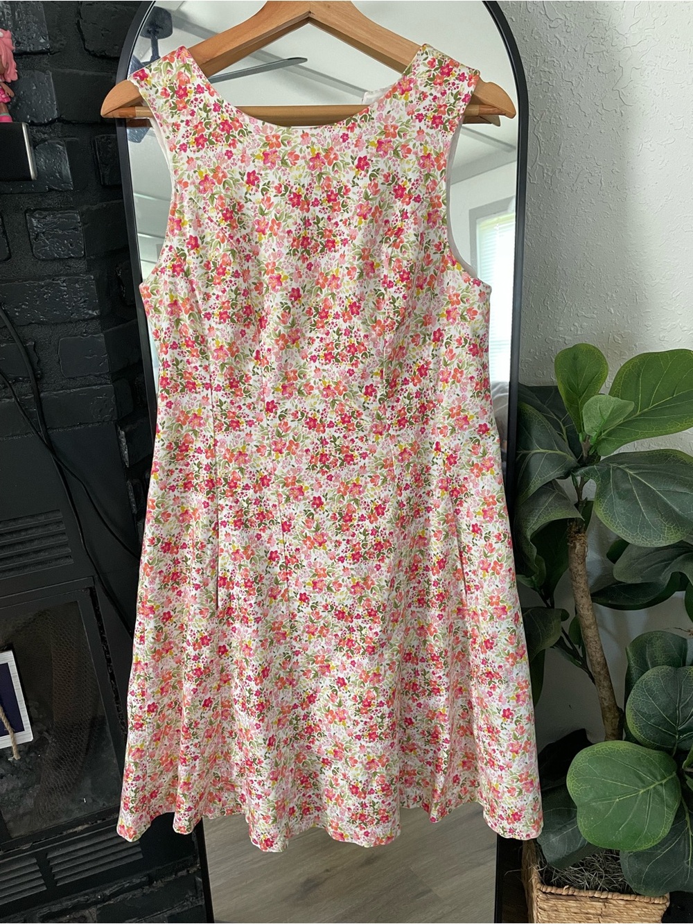 Studio Floral Midi Dress in Pink, Green and Cream